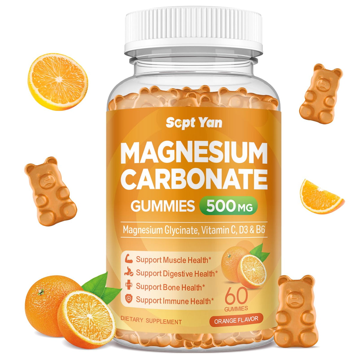 SEPT YAN gomitas magnesio-carbonato 500mg sabor naranja para bienestar general