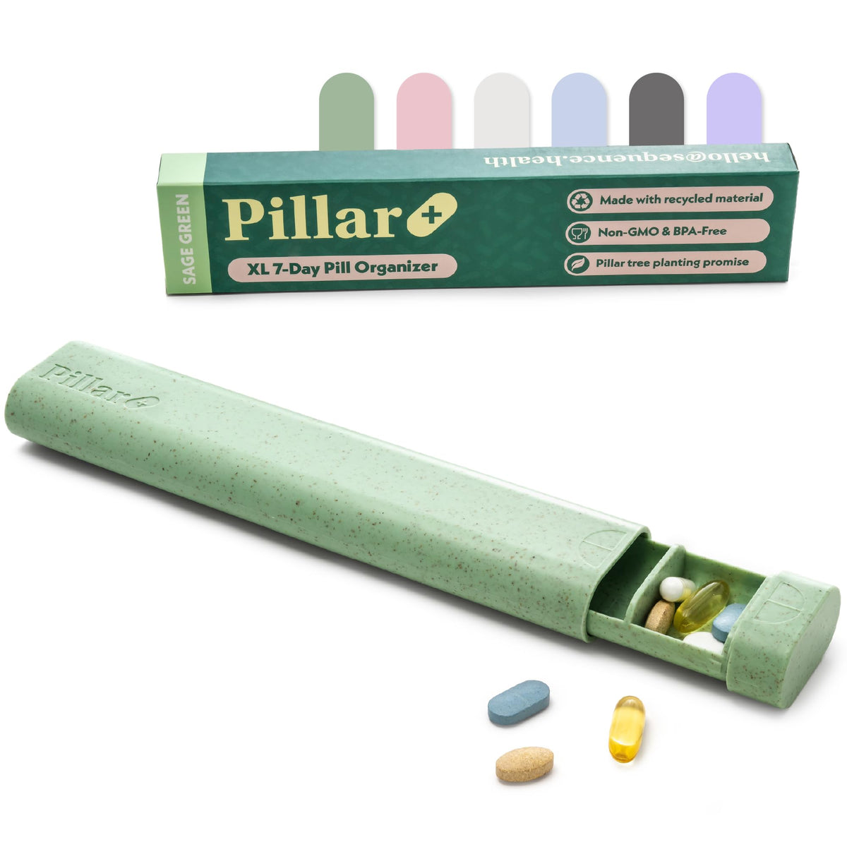 Pillar Plus de Sequence, organizador diario 7 días, compacto para casa y viaje.