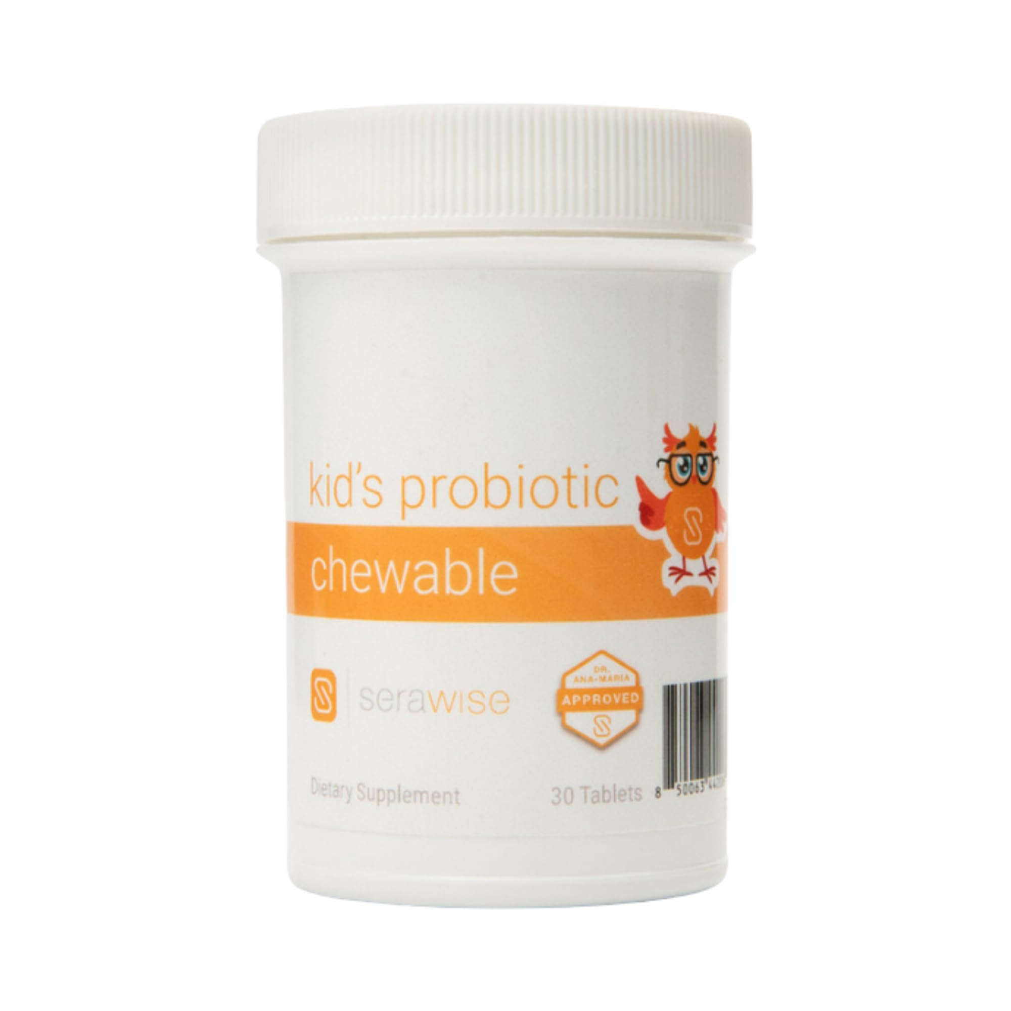 Serawise Kids Probiotico masticable con sabor mora para apoyo digestivo suave.
