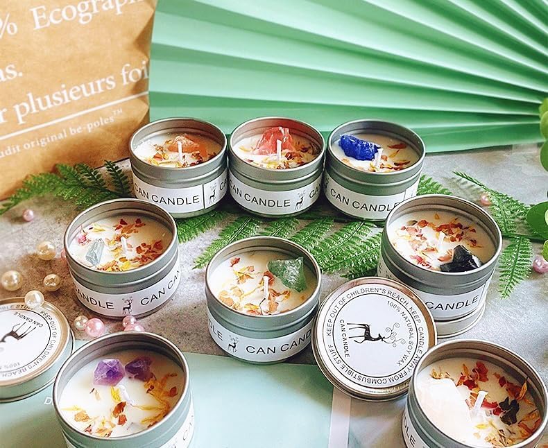 Set de velas SereLune de soya y cristales para rituales diarios.
