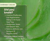 Serendipitous Summer Farms Comfrey Salve, uso en rodilla para movilidad y comodidad.
