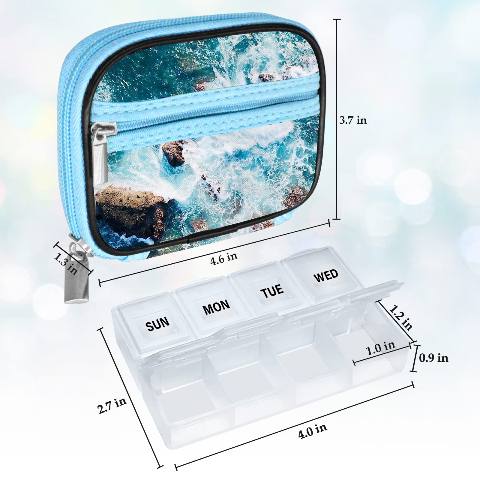 Serfeymi caja de píldoras de viaje con ocho compartimentos para dosis.