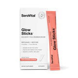 Serovital Glow Sticks en el bote mostrando polvo hidratante para la piel