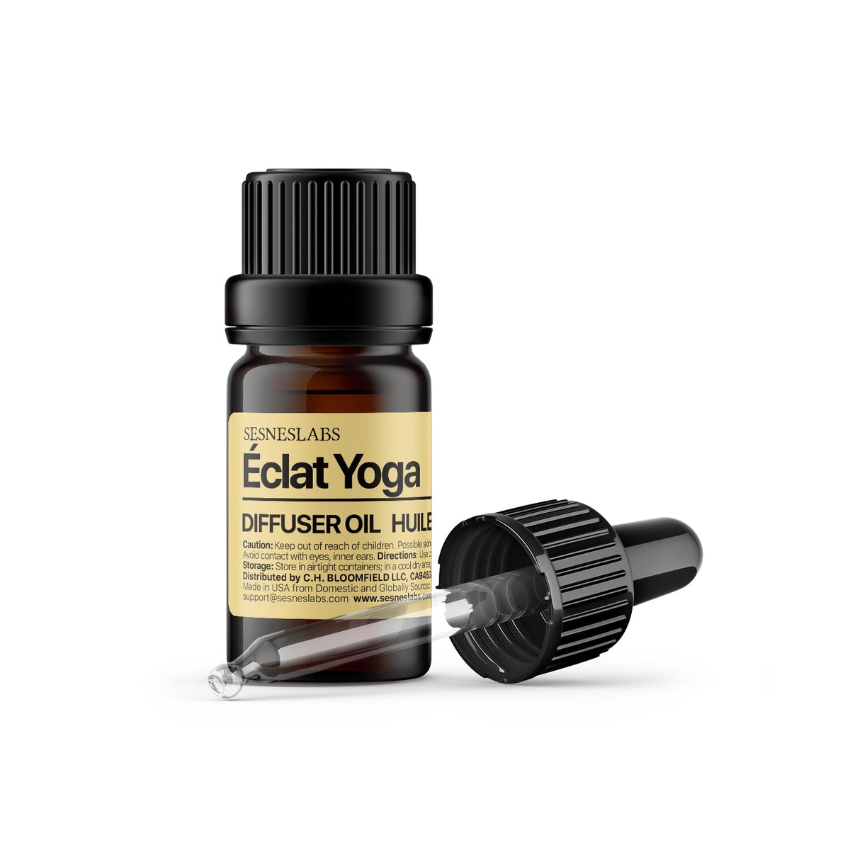 sesneslabs Éclat Yoga: frasco limón italiano y bergamota para claridad durante la práctica.