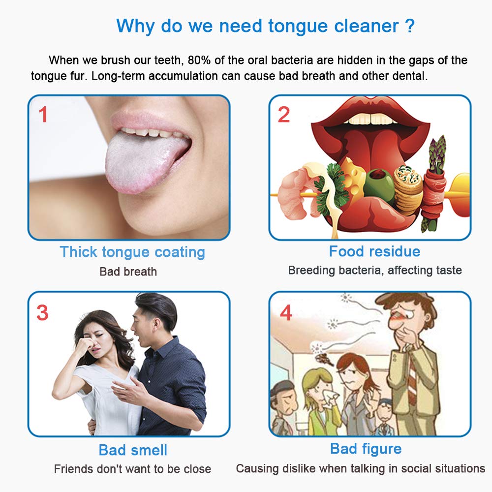 Sestball limpiador de lengua en acero quirúrgico para limpieza higiénica
