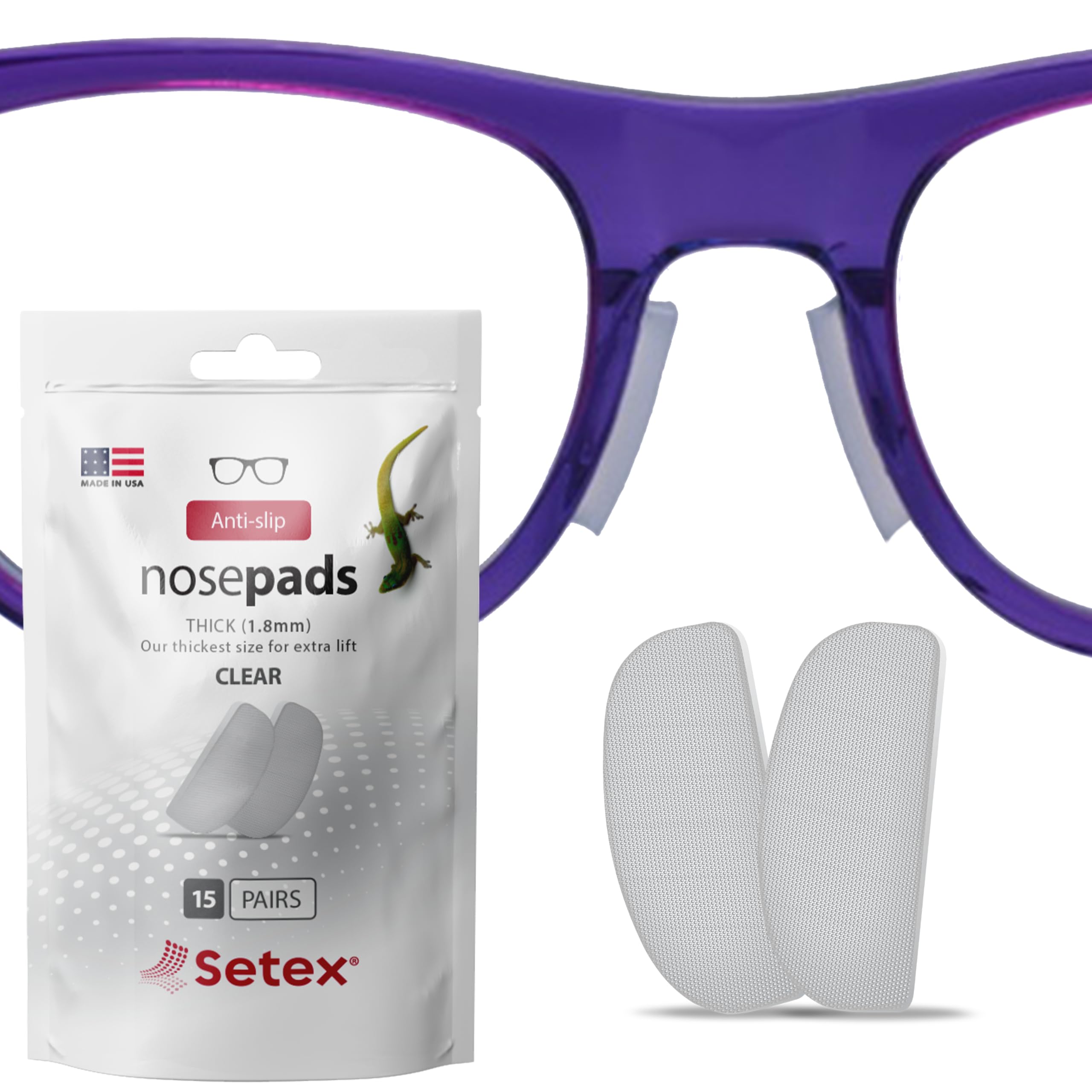 Setex Gecko Grip: almohadilla nasal 1,8 mm para gafas con sujeción estable.