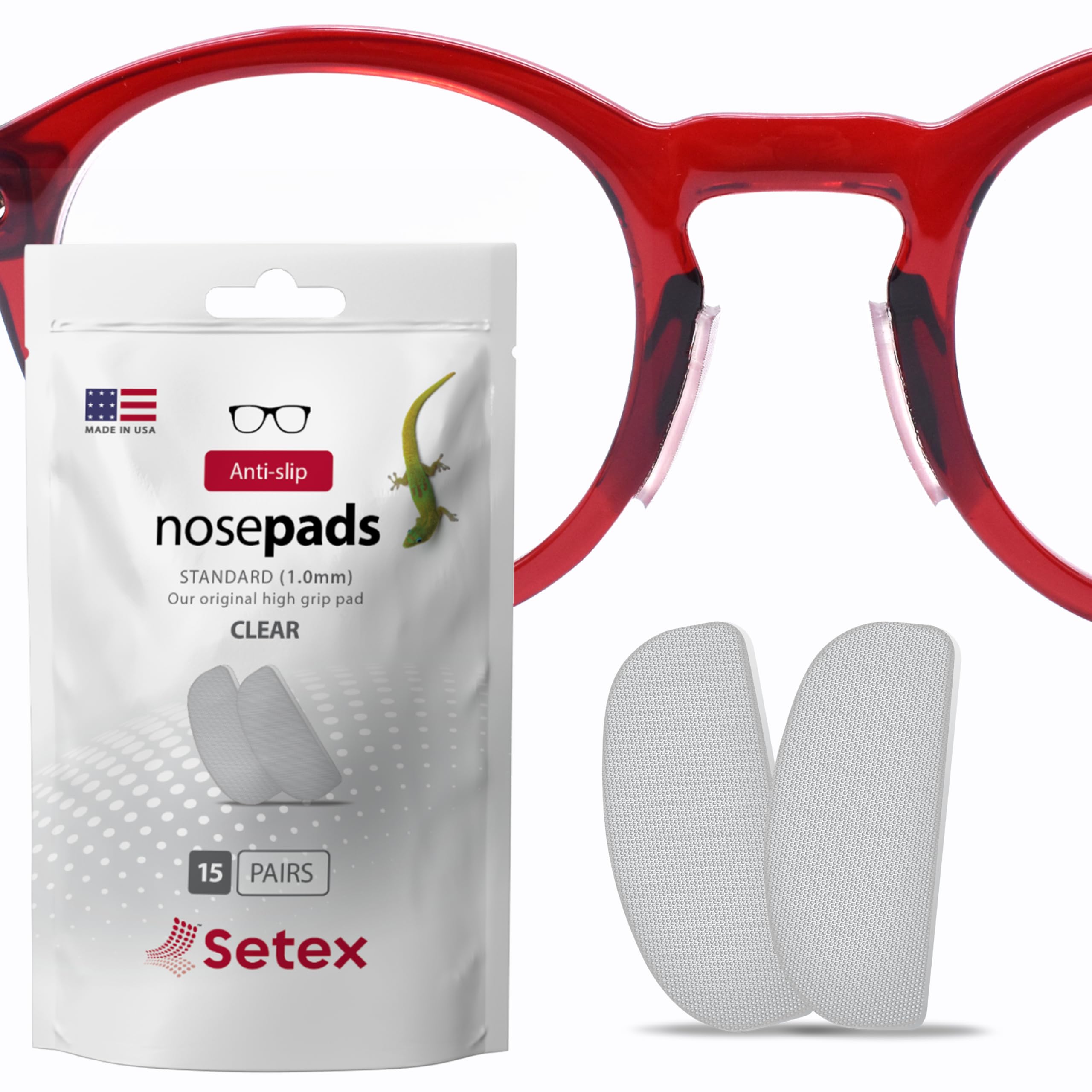 Setex Gecko Grip, almohadillas nasales 1mm, ajuste cómodo para gafas.