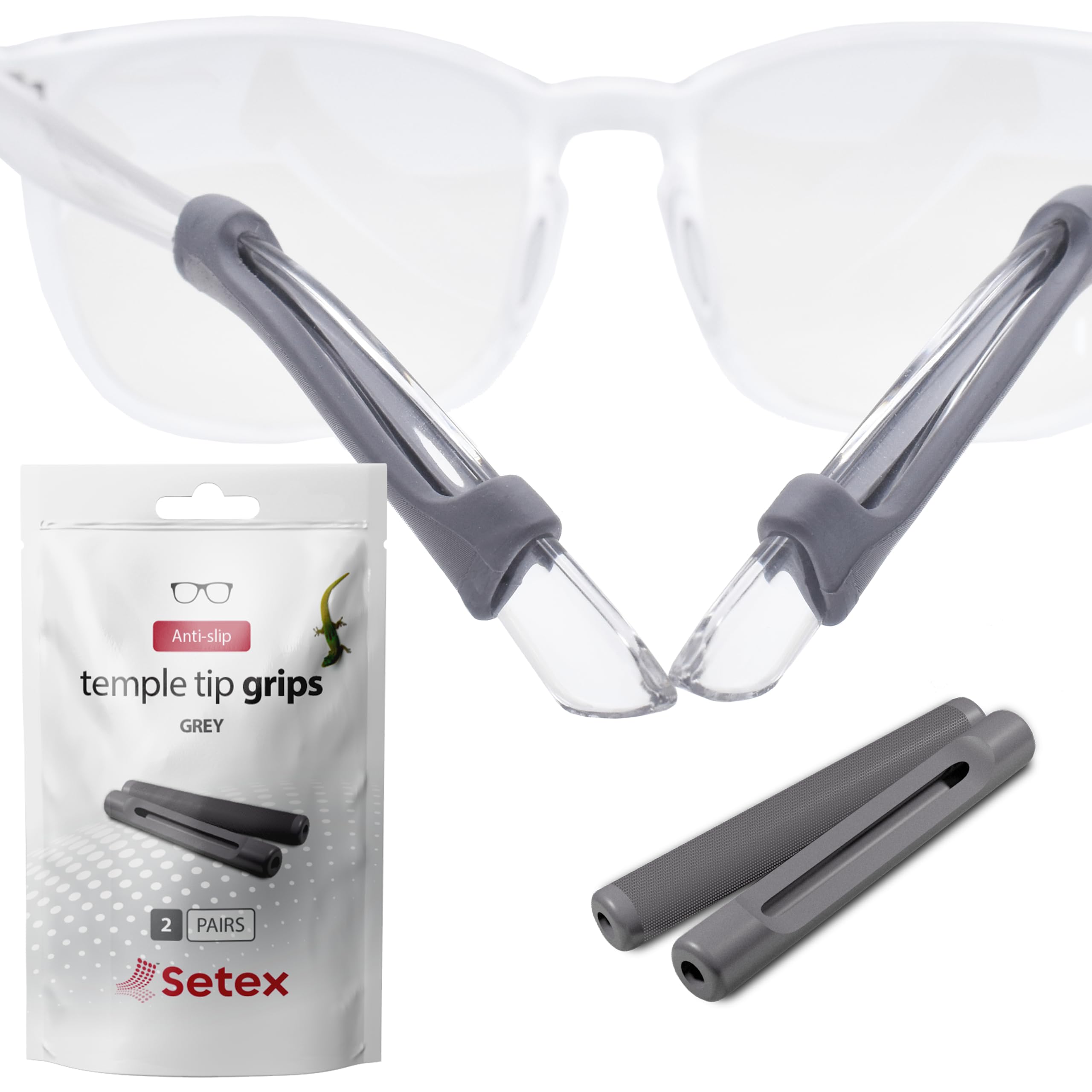 Setex Gecko Grip: tapas de patilla grises ofrecen sujeción estable para gafas, ideal ante sudor