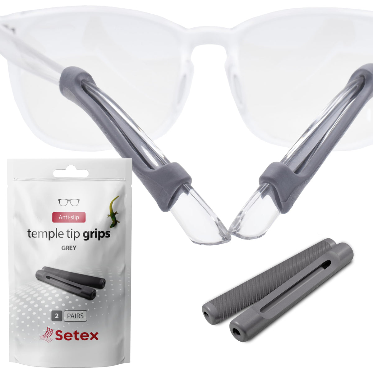 Setex Gecko Grip: tapas de patilla grises ofrecen sujeción estable para gafas, ideal ante sudor