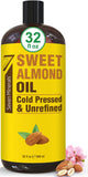 Seven Minerals: aceite de almendra dulce prensado en frío en frasco 32 oz, ideal para uso versátil.