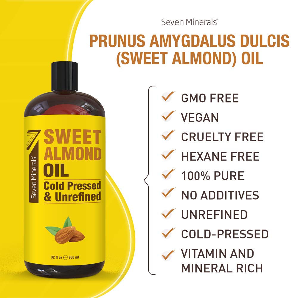 Seven Minerals cuidado-piel-pelo con aceite de almendra dulce para hidratación suave.