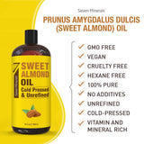 Seven Minerals cuidado-piel-pelo con aceite de almendra dulce para hidratación suave.