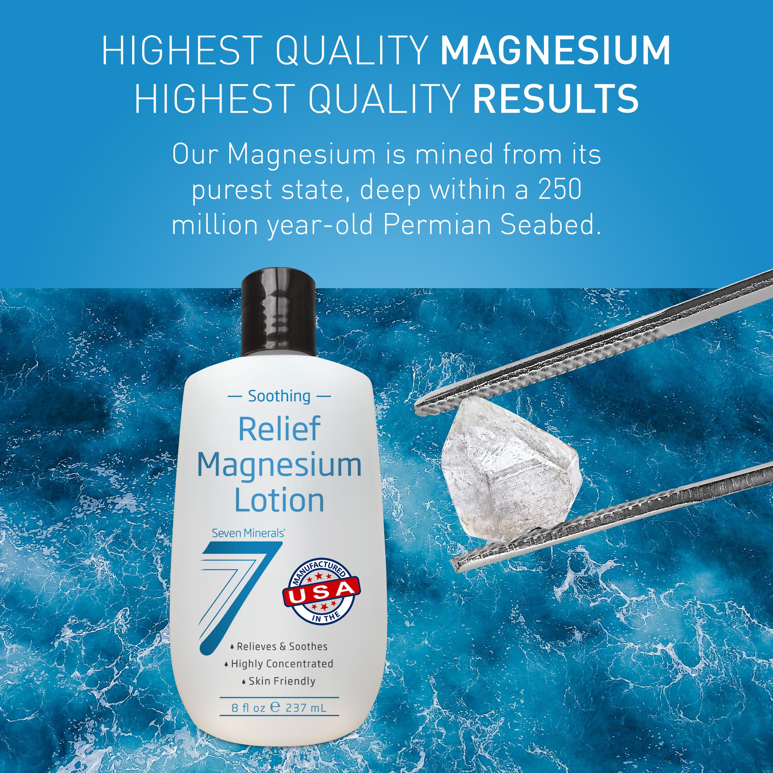 Ingredientes amigables para la piel en Seven Minerals locion magnesium; cuidado suave diario.