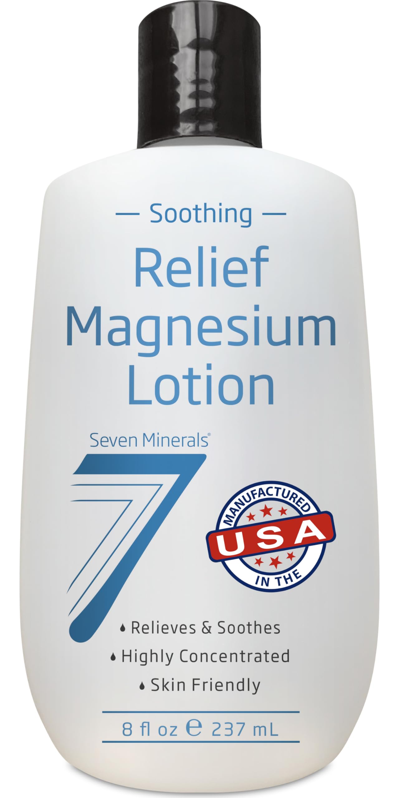 Seven Minerals locion magnesium sin grasa en frasco; absorción rápida para piel suave.