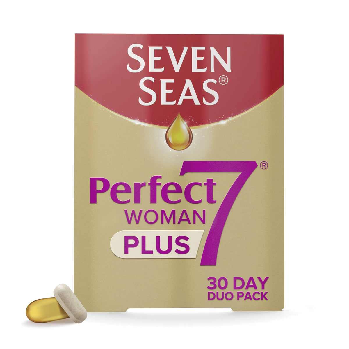 Seven Seas Perfect7 Woman, envase frontal, pensado para soporte de energía diaria.