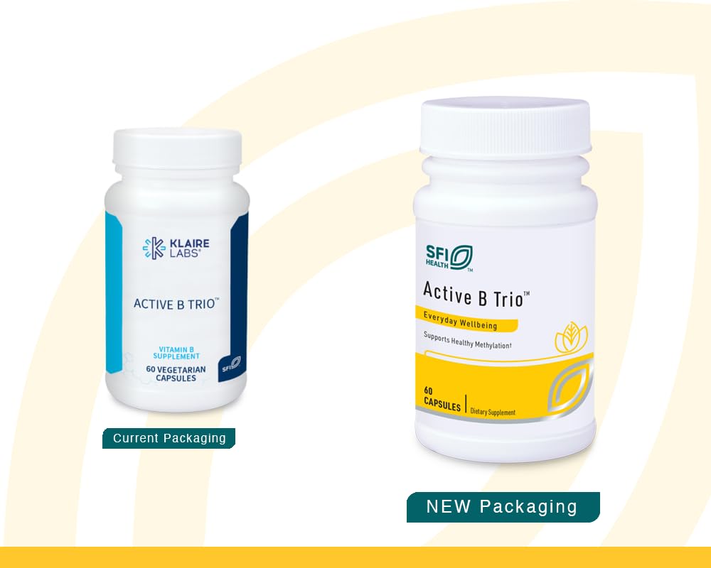 Etiqueta frontal de SFI Health Active B Trio destacando vitaminas B.