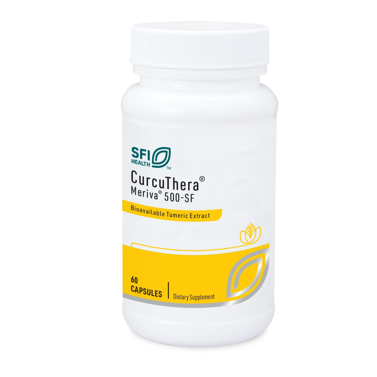 Cápsulas de CurcuThera de SFI Health, 500 mg, para apoyo a respuestas inflamatorias saludables.
