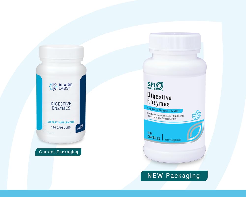 SFI Health Digestive Enzymes: botella visible para facilitar la suplementación antes de comer.