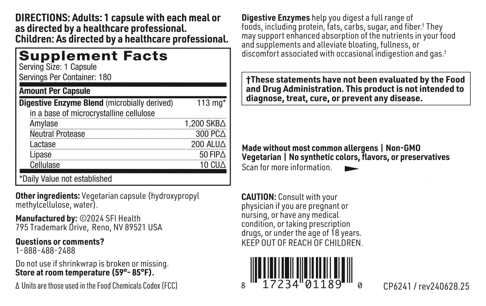 SFI Health Digestive Enzymes: envase mostrado como rutina diaria durante las comidas.