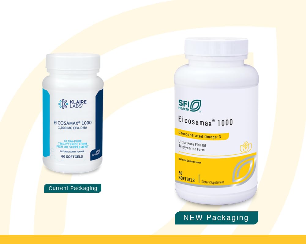 SFI Health Eicosamax 1000mg en cápsula suave para omega-3 de alta concentración.