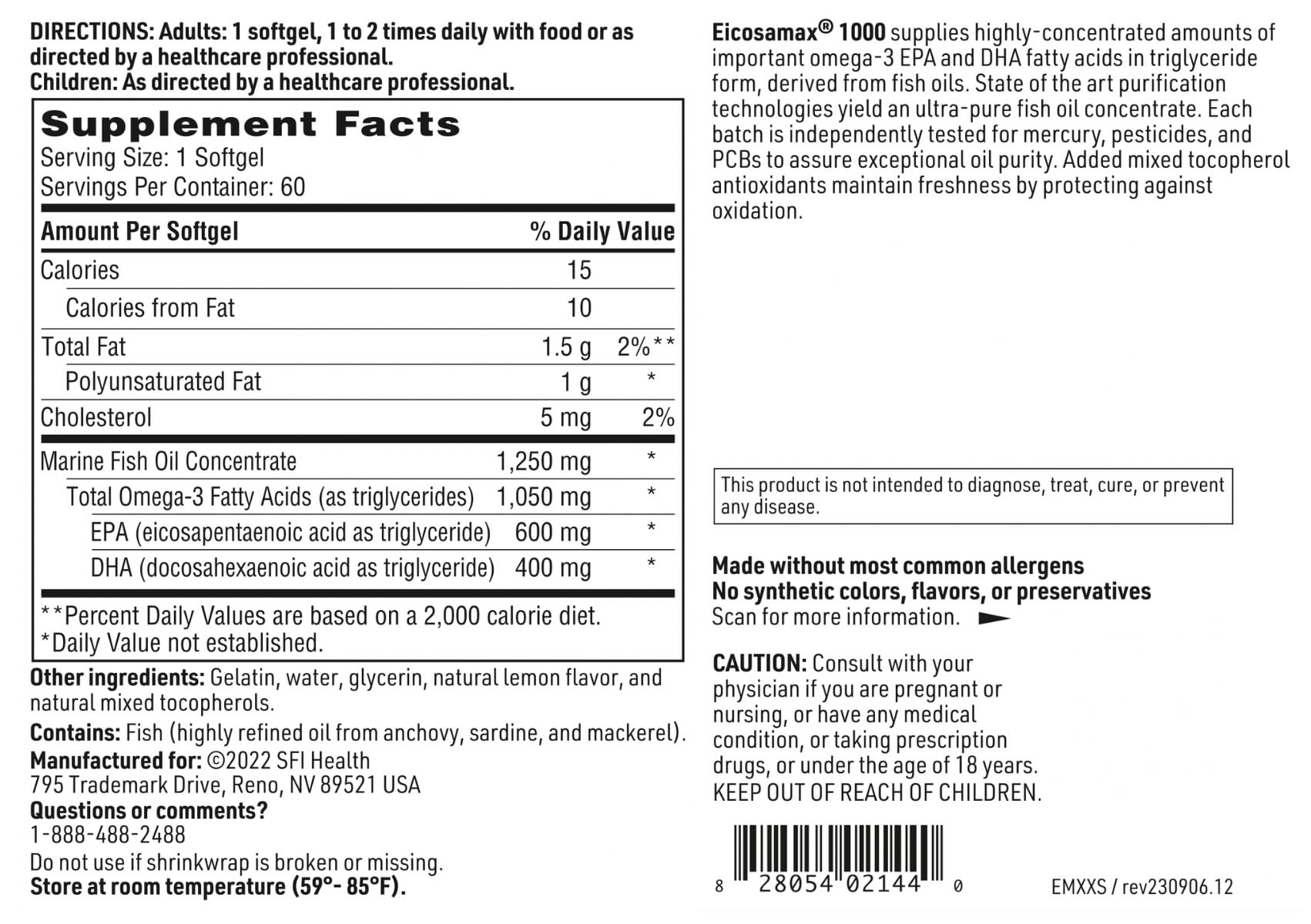 SFI Health Eicosamax 1000mg origen sostenible desde la costa de Suramérica.