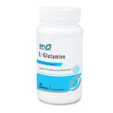 Klaire Labs SFI Health L-glutamina en botella de cápsulas para soporte muscular.