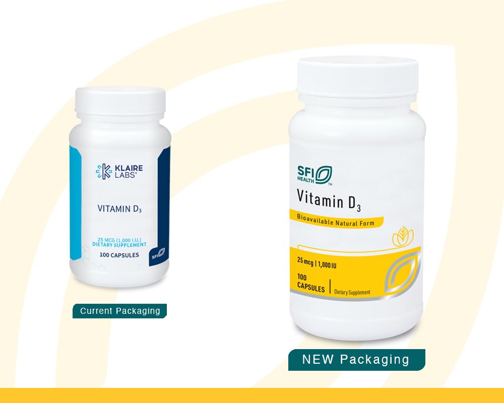 D3 colecalciferol de alta potencia Klaire Labs SFI Health para ingesta diaria.