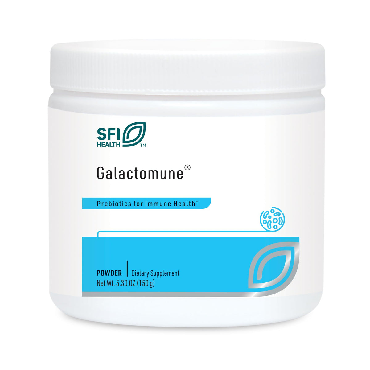 SFI Health Klaire Labs Galactomune Powder en bote para soporte prebiótico