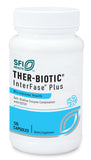 Interfase Plus de SFI Health Klaire Labs, botella con cápsulas para apoyo de la flora intestinal.