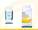 Cápsulas del Prenatal SFI Health Klaire Labs en la palma, fácil de tragar.