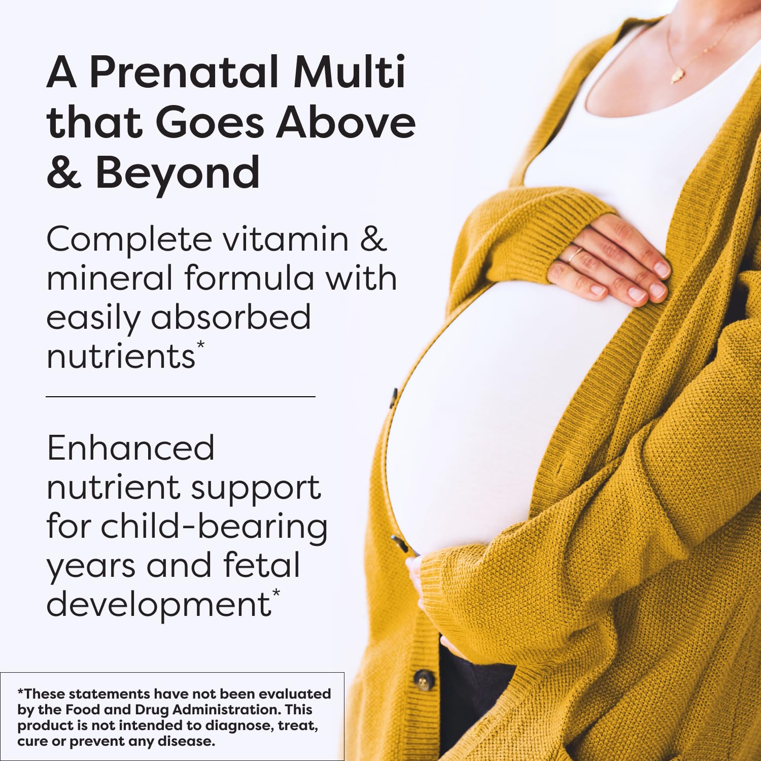 Etiqueta de nutrientes del Prenatal SFI Health Klaire Labs con metafolín y B12.