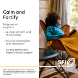 SFI Health magnesio glicinato, digestión suave, ideal para uso diario.