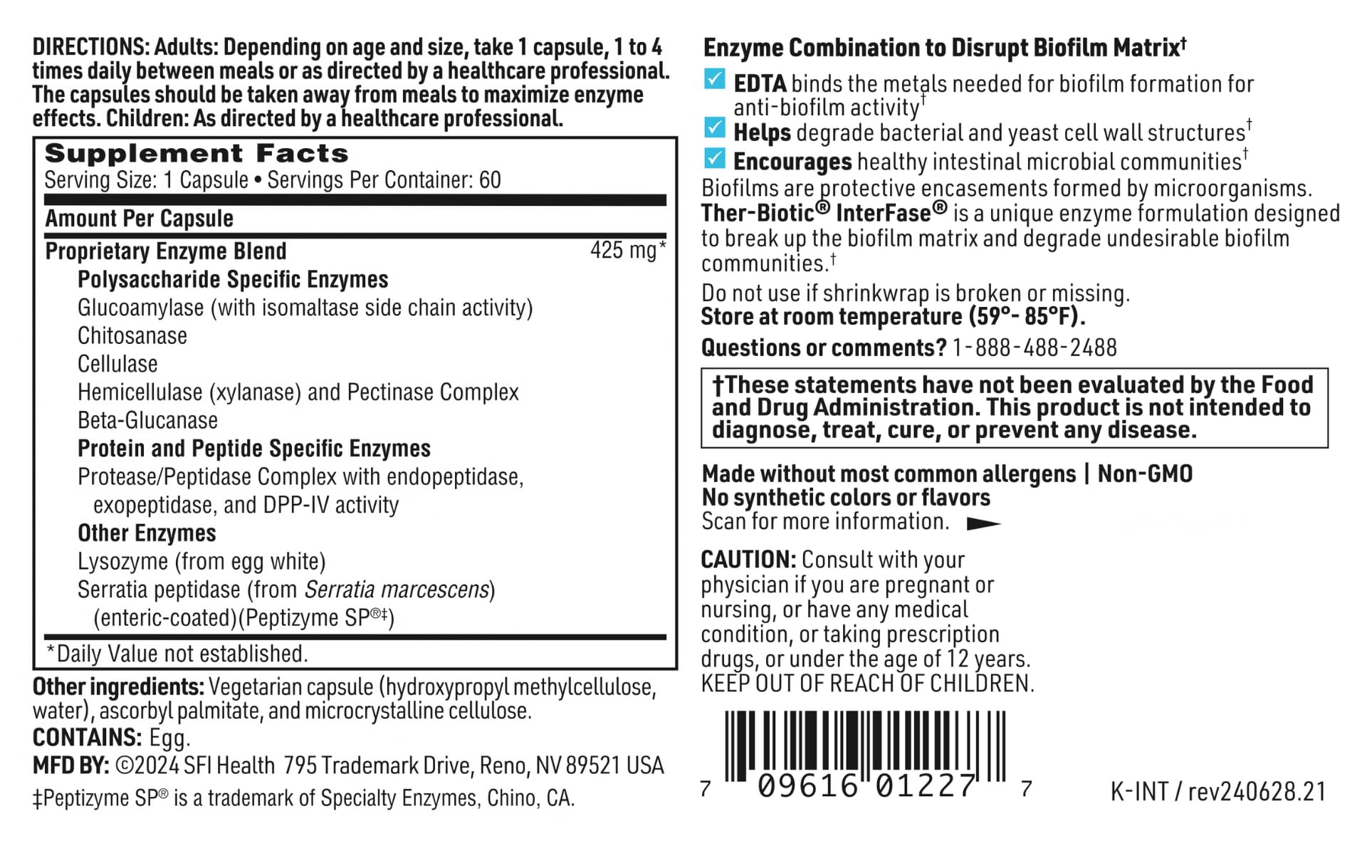SFI Health Ther-Biotic InterFase combinación con probióticos para equilibrio intestinal.
