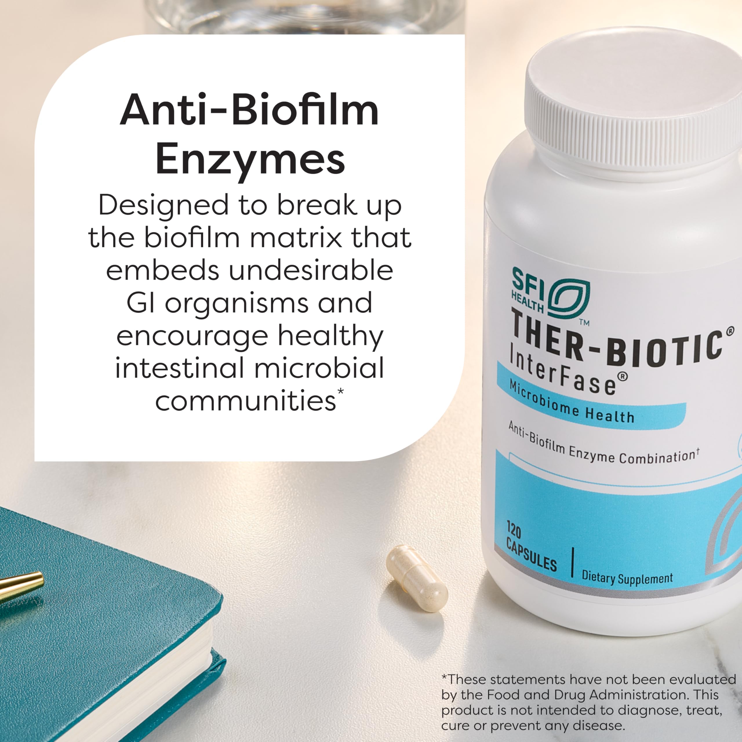 SFI Health Ther-Biotic InterFase envase de 60 cápsulas para uso diario.