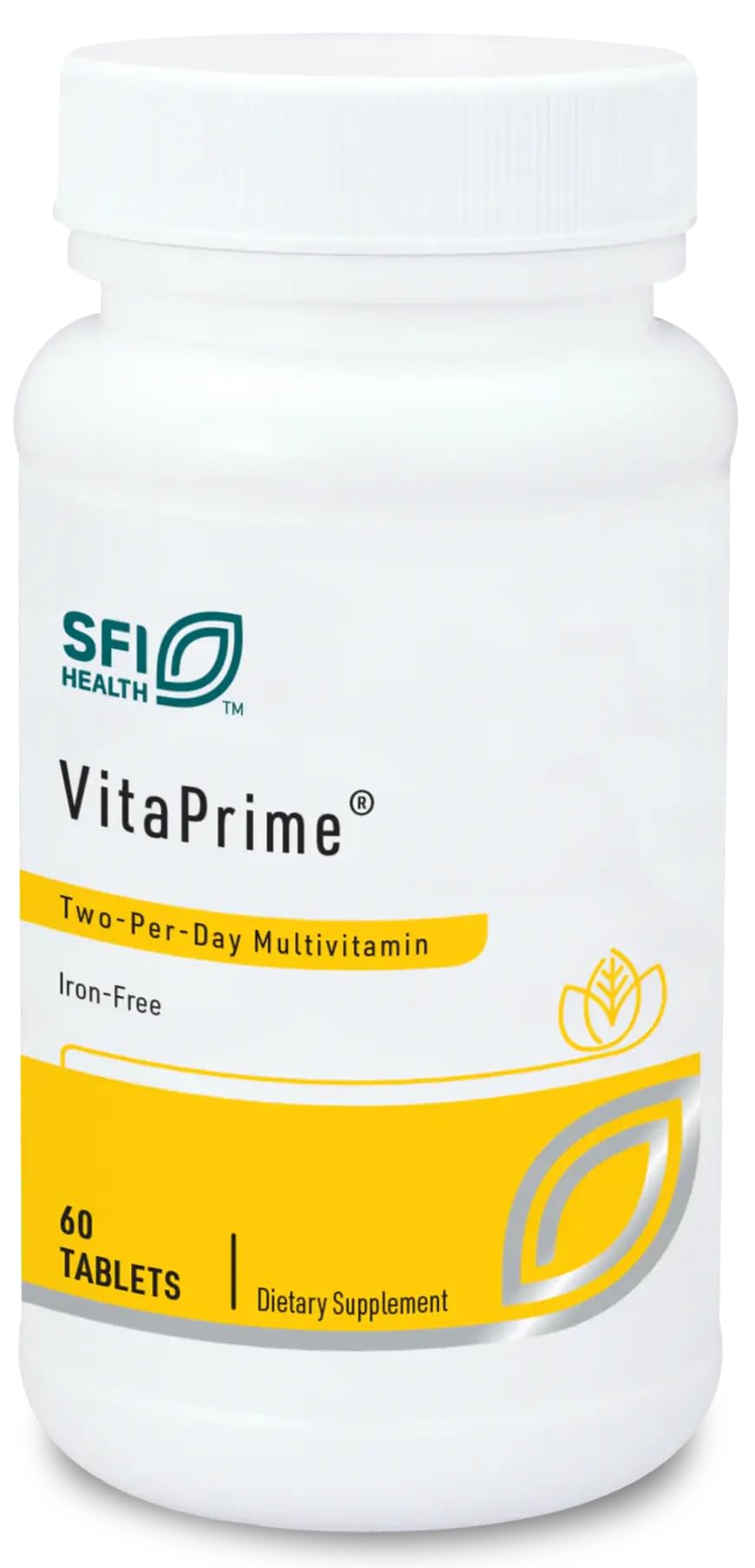 VitaPrime de SFI Health en botella con comprimidos para uso diario.