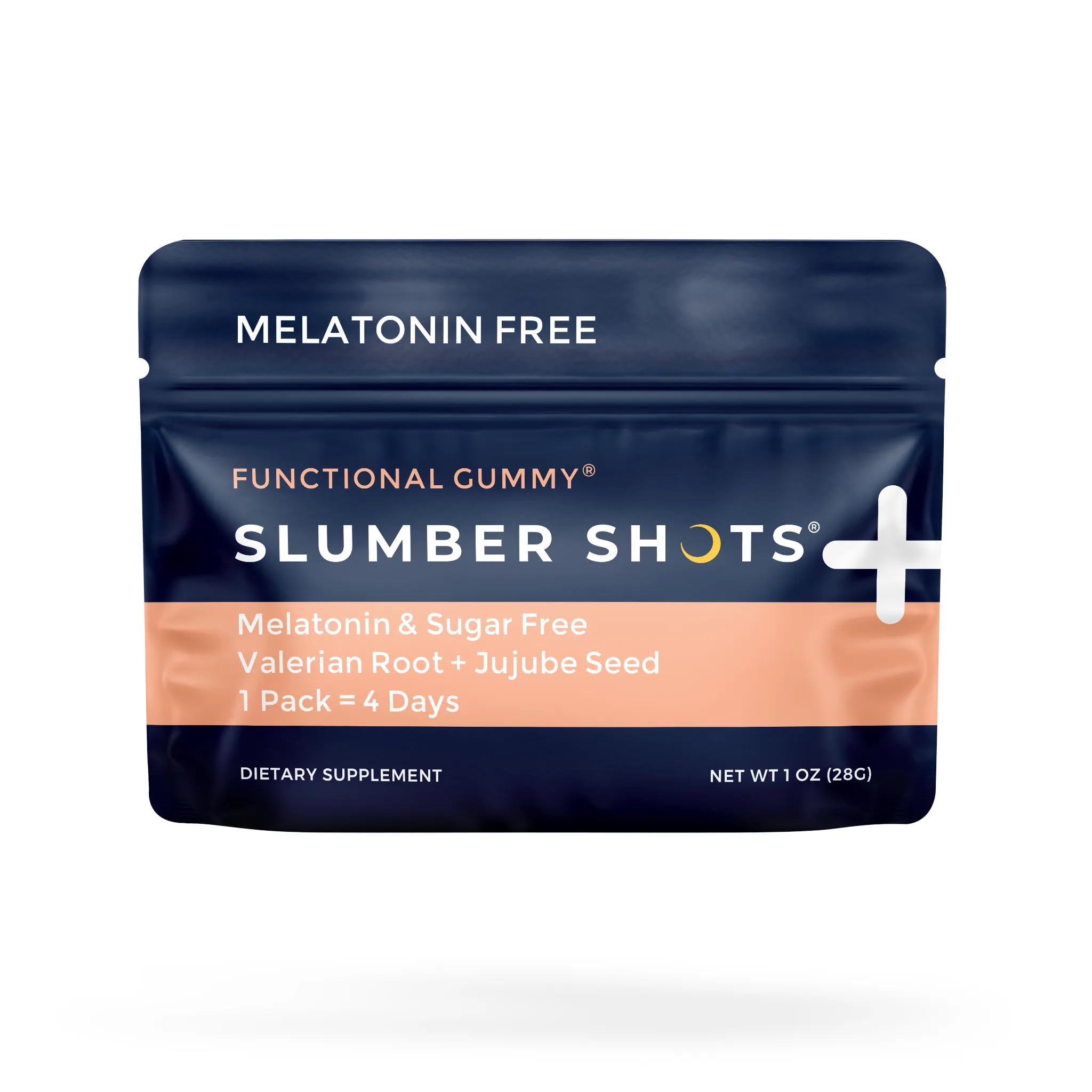 Gominolas Slumber Shots de SGC en envase, sin melatonina para descansar naturalmente.