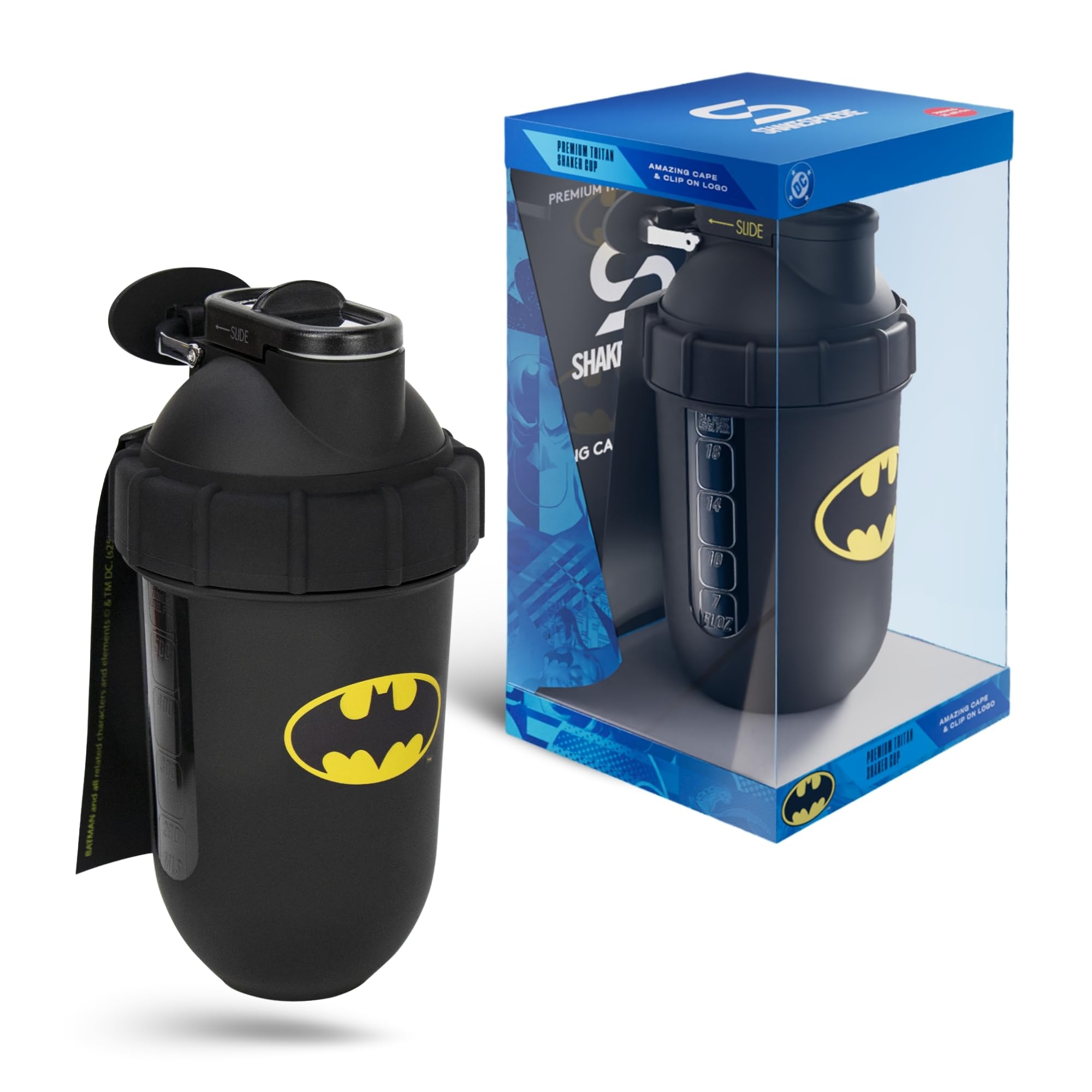 SHAKESPHERE Batman edición: vaso mezclador de 700 ml, diseño oficial para coleccionistas.