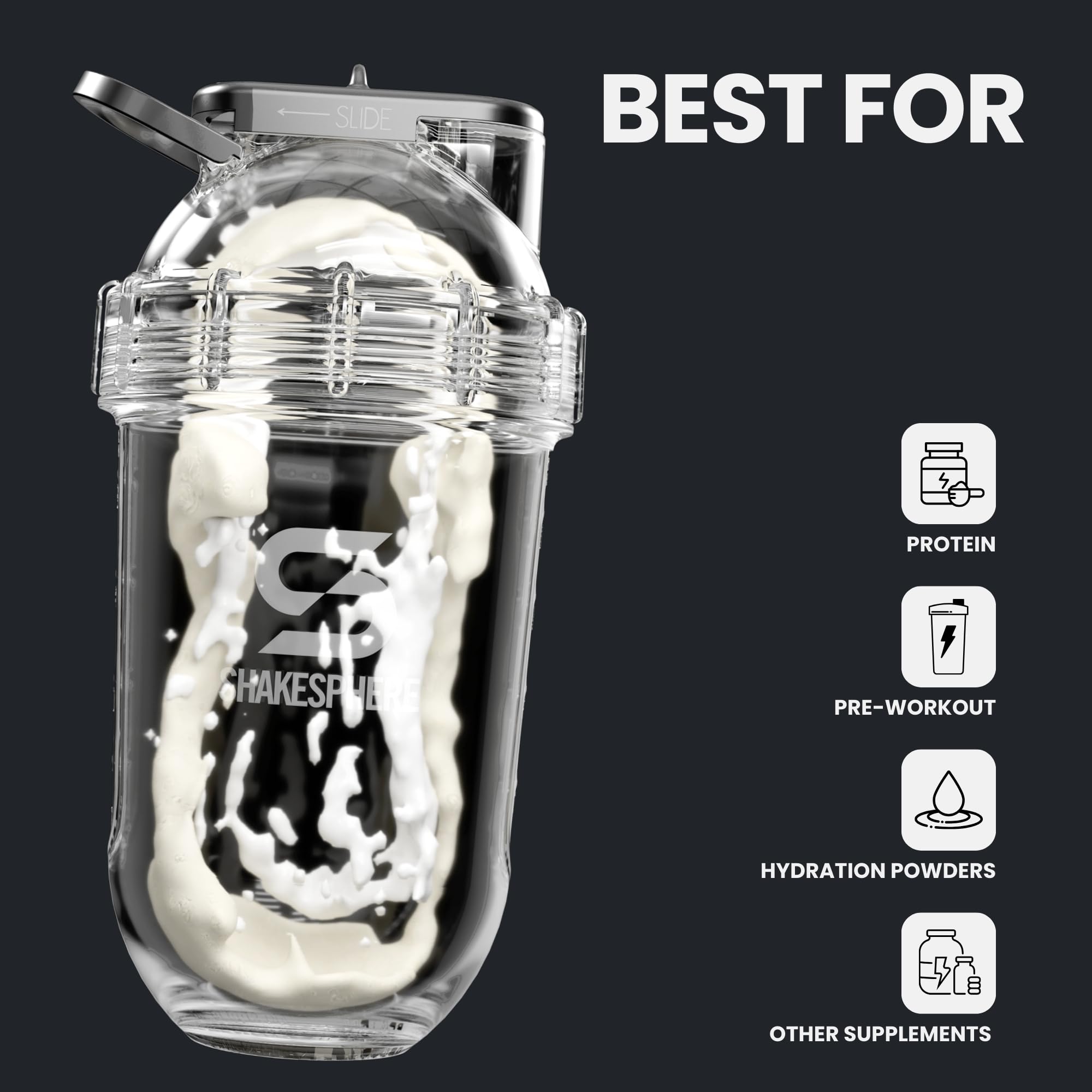 SHAKESPHERE 700ml: capa desmontable para estilo y personalización.