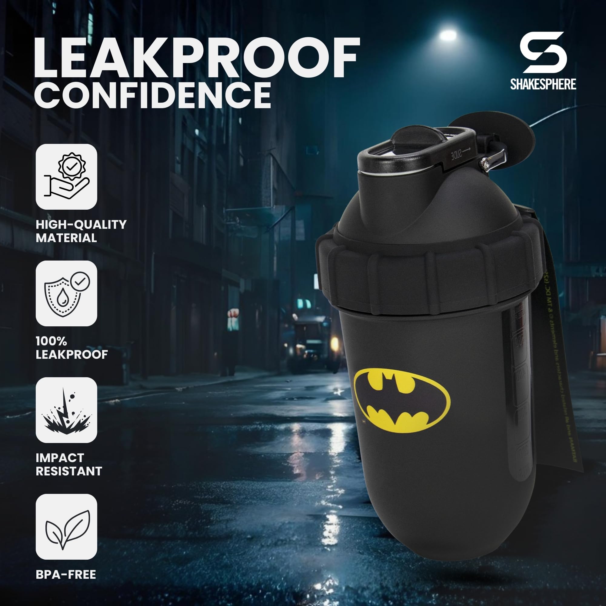 SHAKESPHERE 700ml: diseño cápsula que facilita mezclas suaves sin grumos.