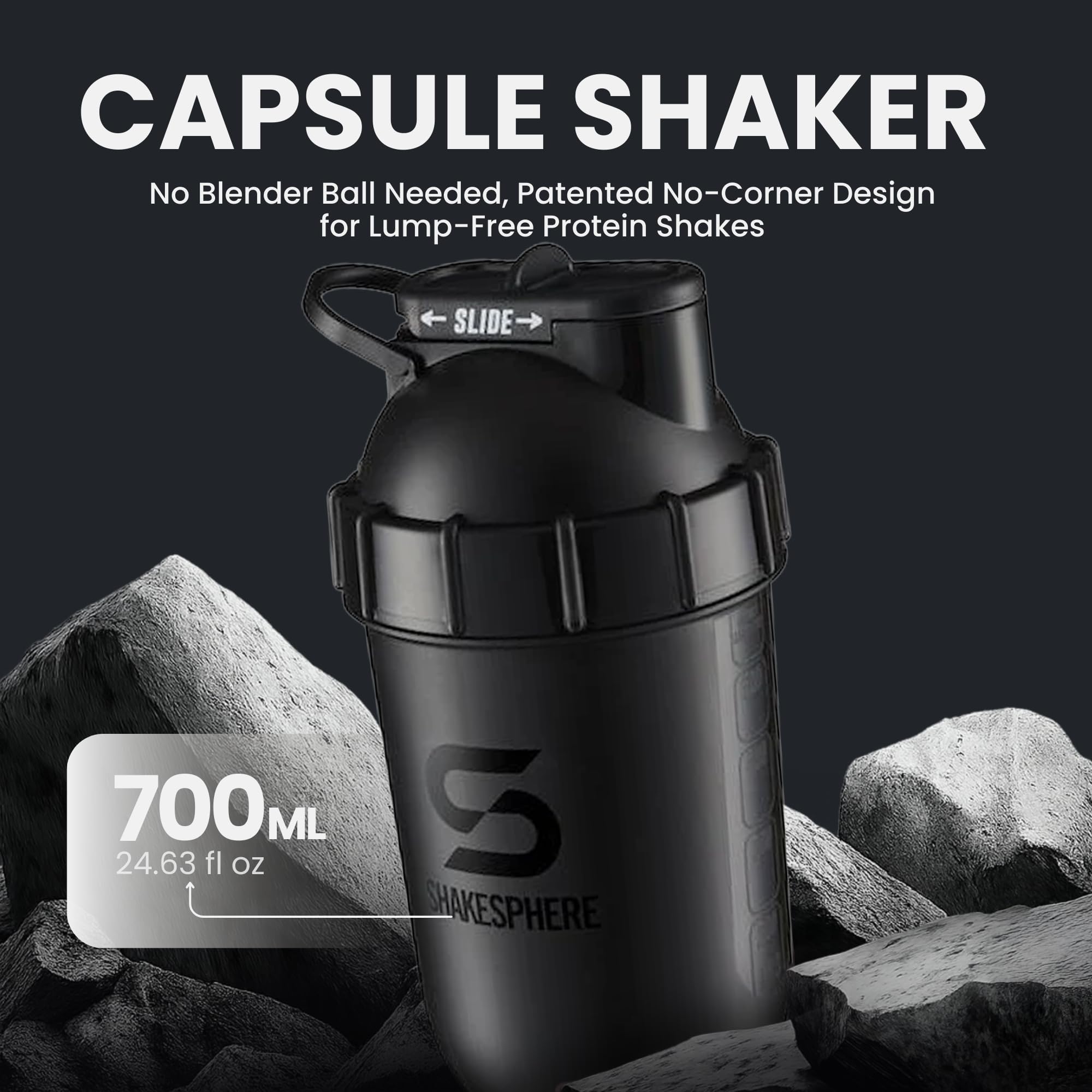 SHAKESPHERE, mezcla sin cuchillas para batidos suaves y uniformes.