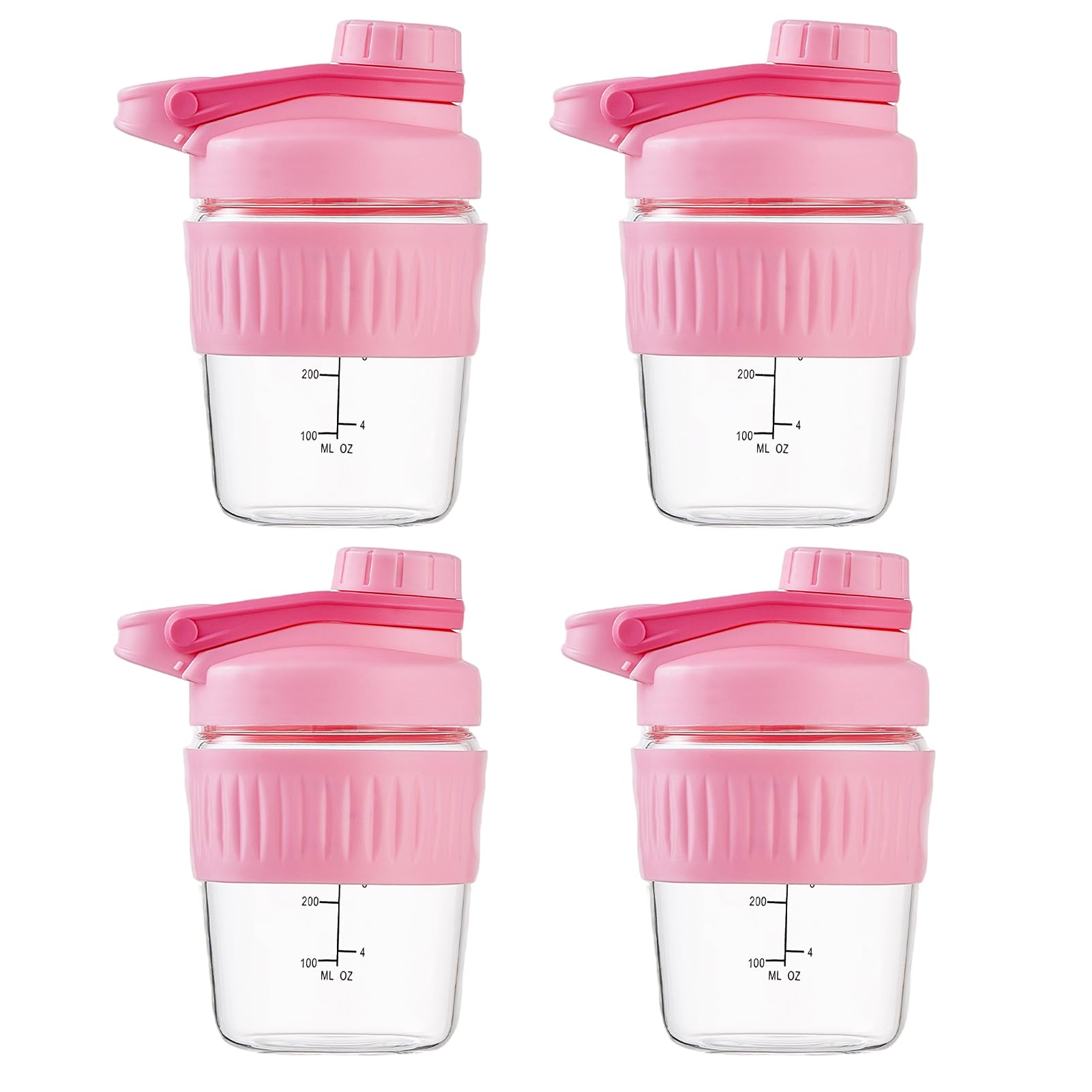 ShakeXpert botella de vidrio 355 ml en cuatro unidades, resistente y segura para bebidas.
