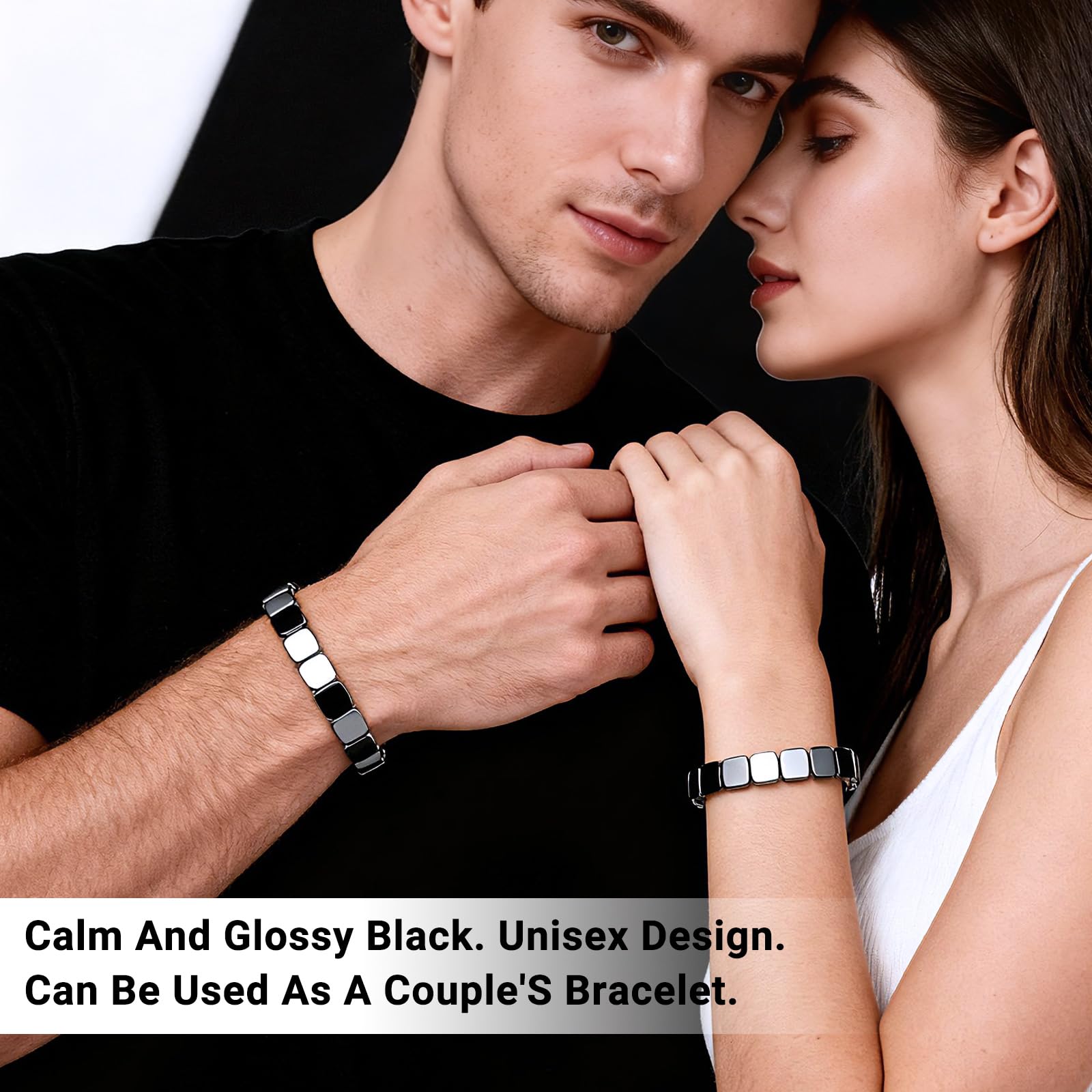 SHANGFEI pulsera hematita cuadrada negra para uso diario