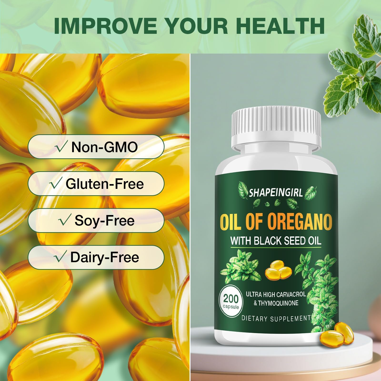 SHAPEINGIRL envase libre de OGMs y gluten para dietas sensibles.