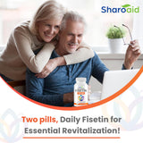 Etiqueta de Sharoaid fisetina sin OGM y alto contenido.