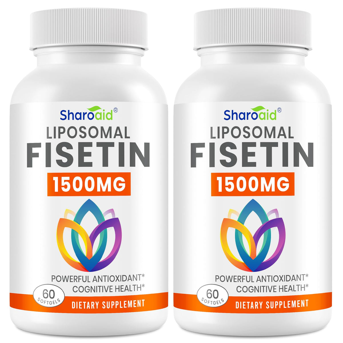 Sharoaid Fisetina liposomal, botella visible, potencia antioxidante para el día a día.