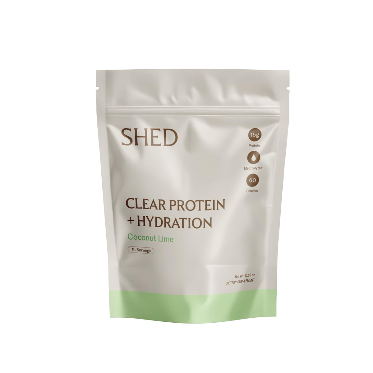 Shed Nutrition Clear Protein envase visible, proteína de rápida absorción para posentreno
