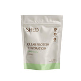 Shed Nutrition Clear Protein envase visible, proteína de rápida absorción para posentreno