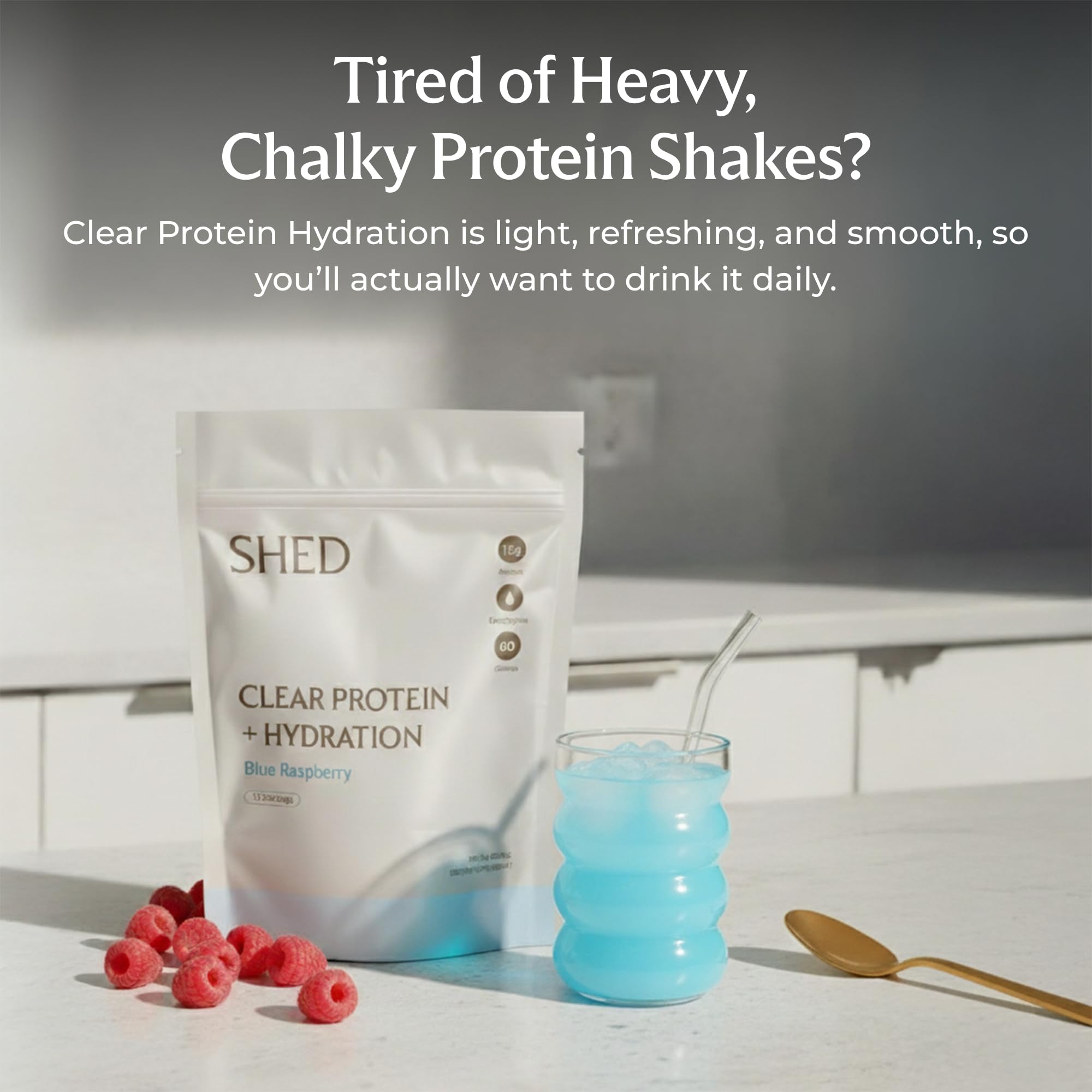 Etiqueta de 15 g en proteína clara Shed Nutrition para recuperación rápida