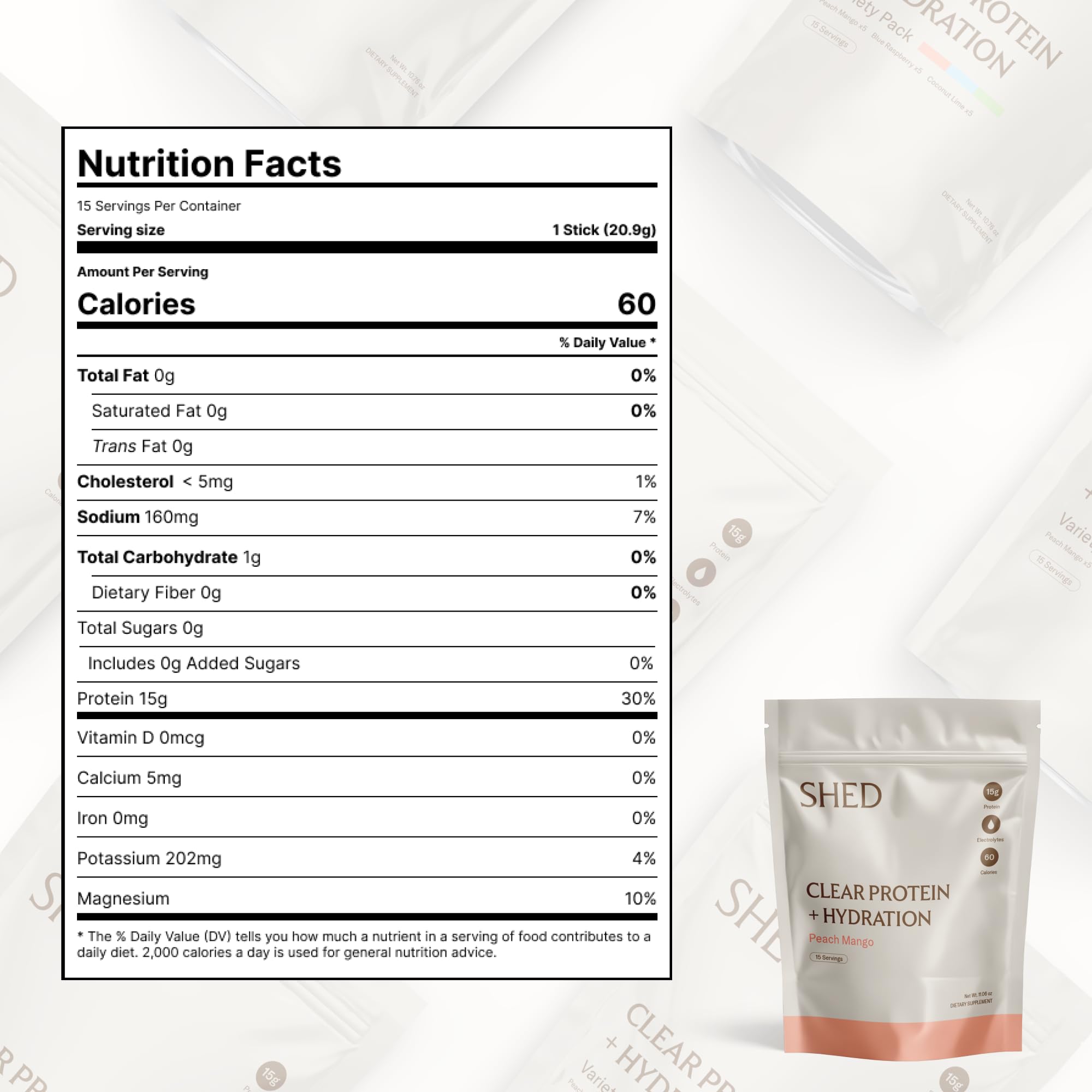 Sabor coco lima de Proteína Clara Shed Nutrition para descanso ligero