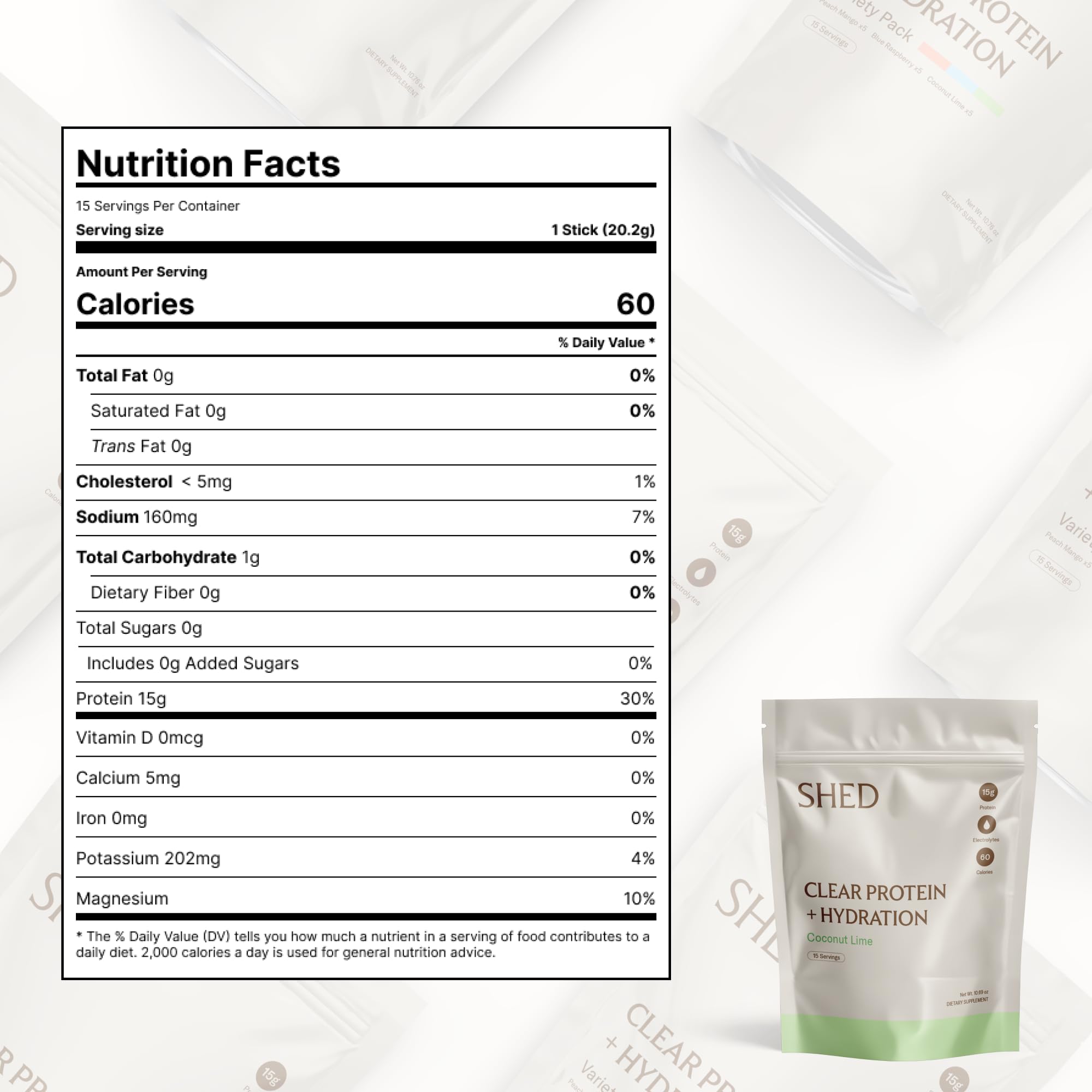 Sabor durazno mango de Proteína Clara Shed Nutrition para energía sensorial